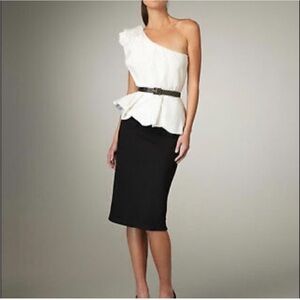 Alice & Olivia ‘Emma’ Chic One-Shoulder Black and White Dress